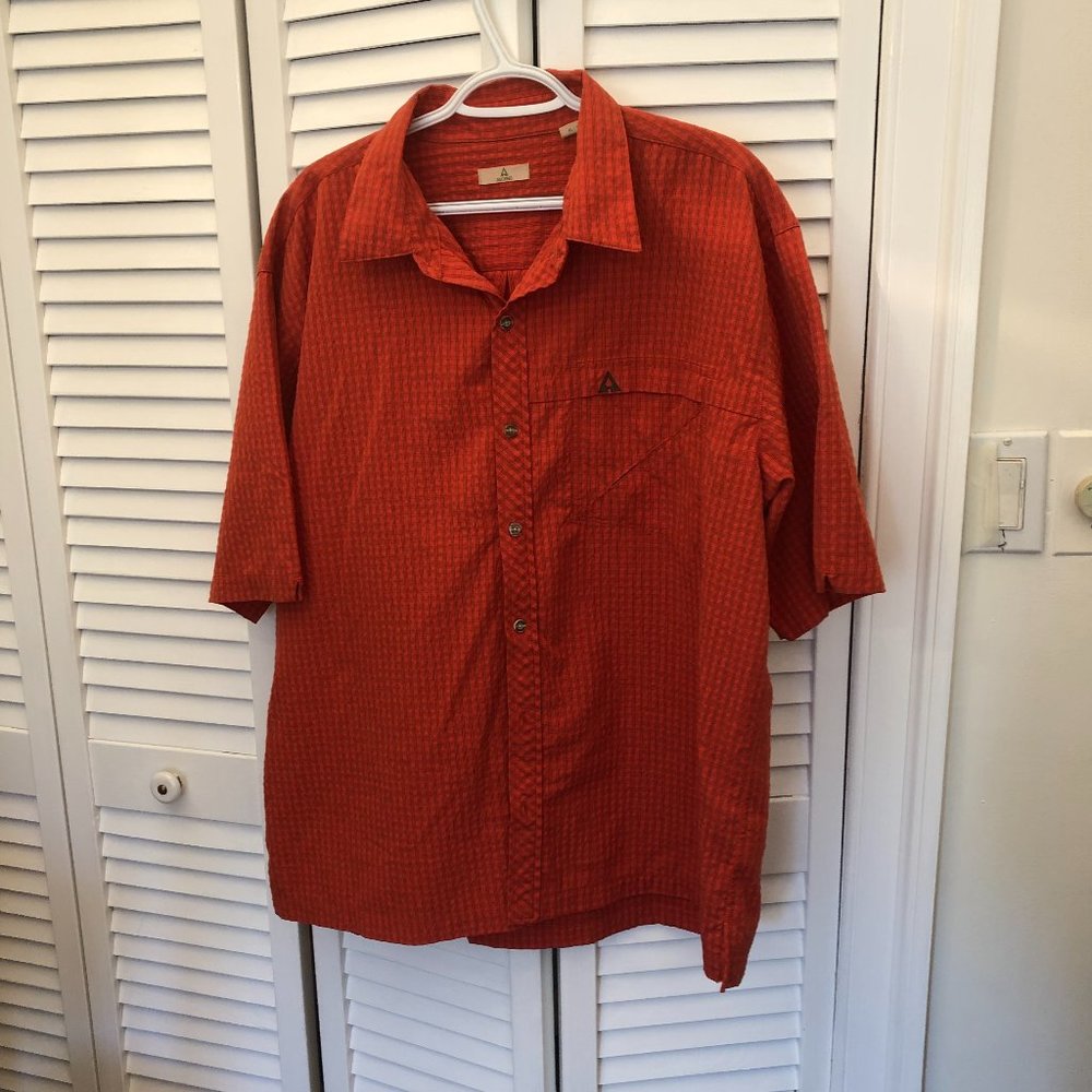 Ascend men active wicking button down short sleeve shirt, XL